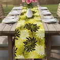 thumbnail image 4 of Yellow Black Flowers Table Runner 48 Inches, Modern Abstract Blooms Floral Bed Runner Dresser Scarves Tabletop for Indoor Outdoor Parties/Ceremony/Banquet, 13" x 48", 4 of 9