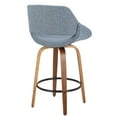 Fabrico MidCentury Modern Counter Stool in Walnut and Blue Noise