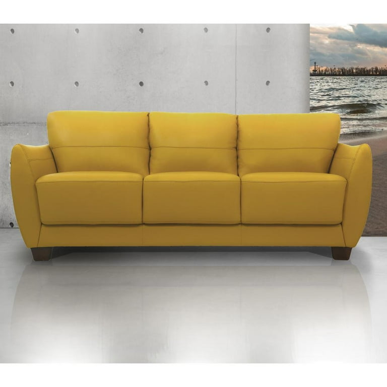 ACME Valeria Leather Sofa in Mustard - Walmart.com ACME Valeria Leather Sofa in Mustard - Walmart.com