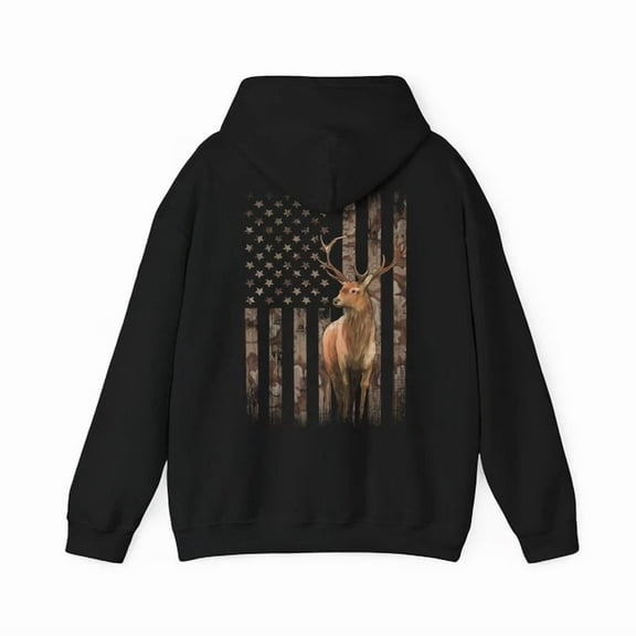 DOPASHIRT Deer Hunting Whitetails Hunter Dad Camouflage American Flag Hoodie Outdoor Hoodie, Trendy Hoodie, Birthday Gift