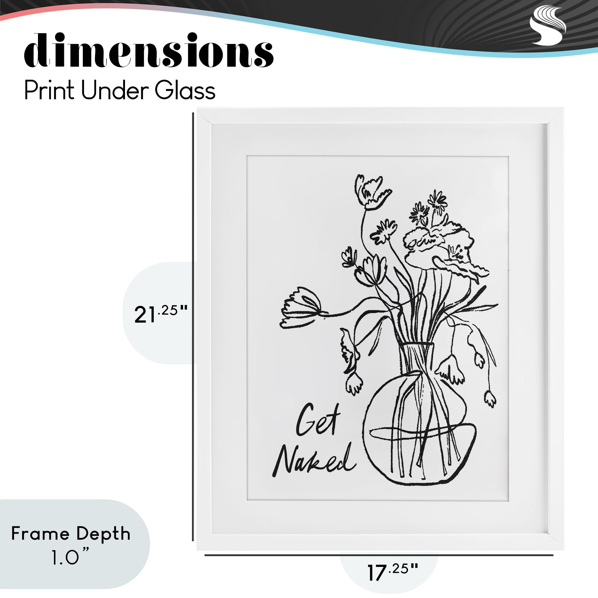 Stupell Industries Get Naked Flower Contour White Framed Print Under Glass, design by Lettered and Lined
