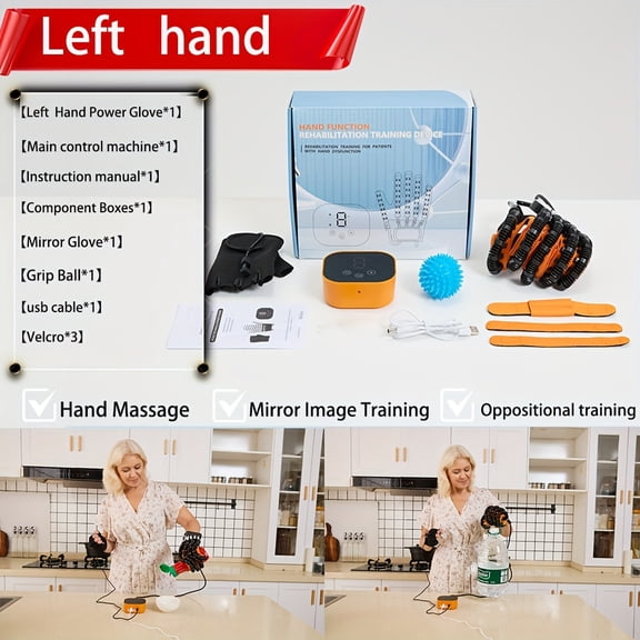 Rehabilitation Robotic Gloves for Hand Therapy, Finger Function Training Device & Exerciser, Finger Separation Trainer for Elderly, Gift for Seniors & Parents (Orange)