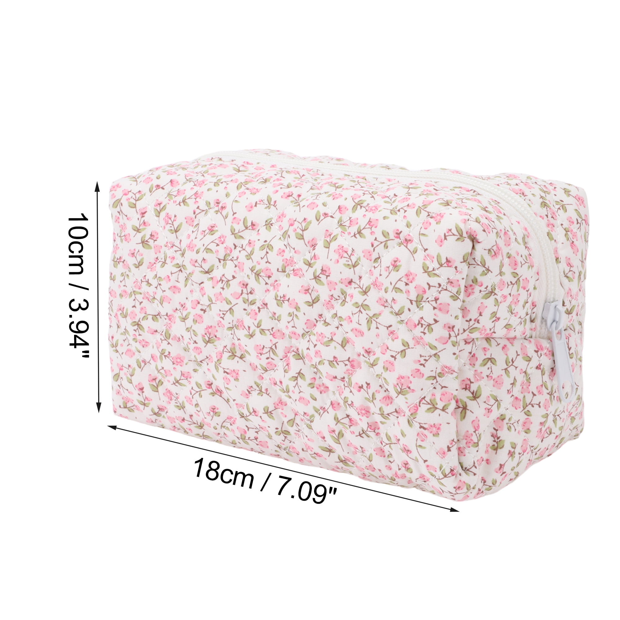 Unique Bargains 1 Pc Women Portable Little Flower Pattern Makeup Bag Pink