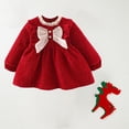thumbnail image 6 of Zwiiyzr 8M-4T Infant Baby Girls Corduroy Tutu Dress Kids Long Sleeve Bow Knot Ruffled Dress Toddler Birthday Party A-Line Princess Gown Red, 6 of 7