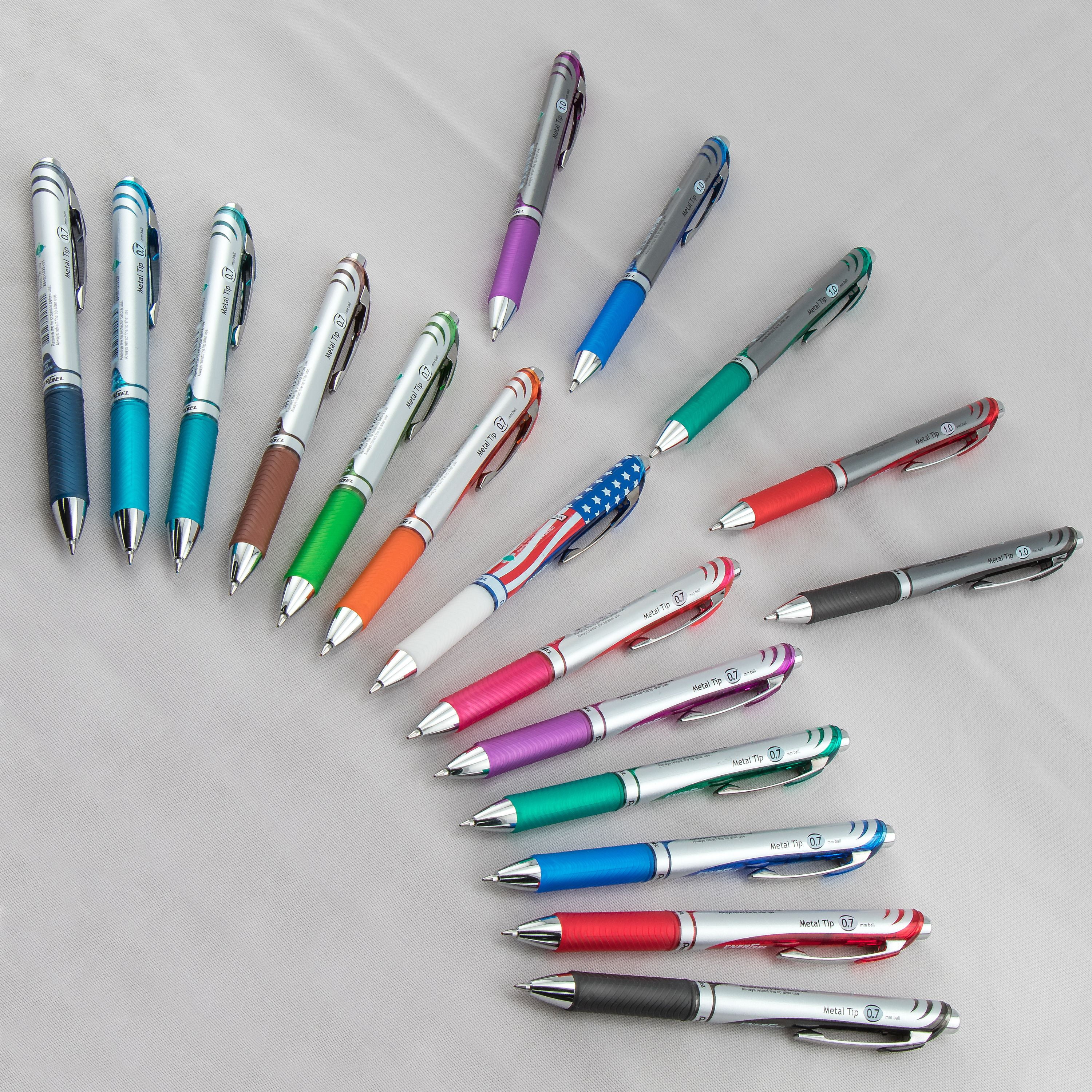 Pentel EnerGel RTX Retractable Gel Ink Pen, (0.7mm) Metal Tip, Medium Point, Green Ink, Box of 12 Pens
