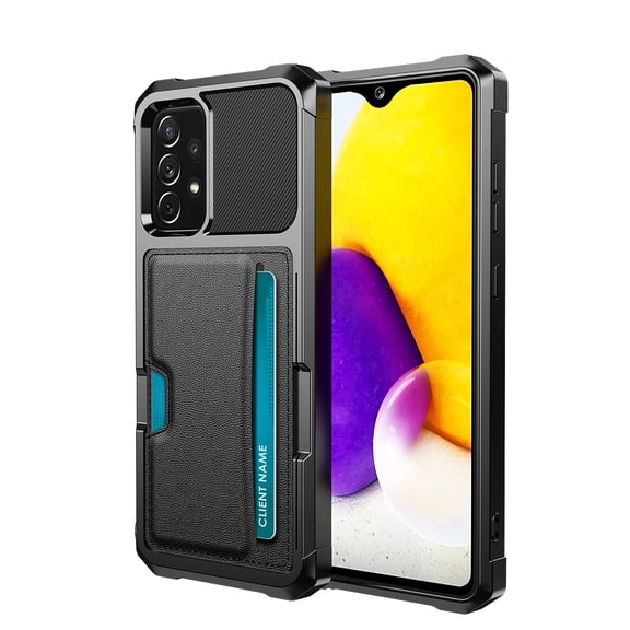 SaniMore for Samsung Galaxy A73 5G 6.7" 2022 Case, PU Leather Skin Anti-drop PC Backplane Card Slot [Up to 2 Cards] Magnetic Car Mount Hybird Armor Protective Thin Case for Galaxy A73 5G, Black