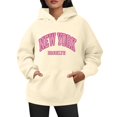 thumbnail image 2 of Womens New York Print Hoodies Long Sleeve Y2K 2026 Sweatshirts Crewneck Loose Fit Holiday Tops, 2 of 4
