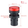 thumbnail image 2 of 2Pcs AC/DC 110V Indicator Lights, Red LED, Flush Panel Mount 7/8" 22mm, 2 of 5