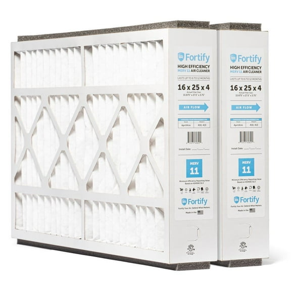 Fortify MERV 11 replacement for 16x25x4 AprilAire 410 & 413 Whole House AC Furnace Air Filters. (2-Pack) Actual Size: 15.875 x 27.5 x 3.75