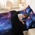 thumbnail image 5 of Manfei Purple Blue Celestial Nebula 7-Piece Twin Bedding,Sparkling Stars Print Bedding Comforter Set,Black Reversible, 5 of 7