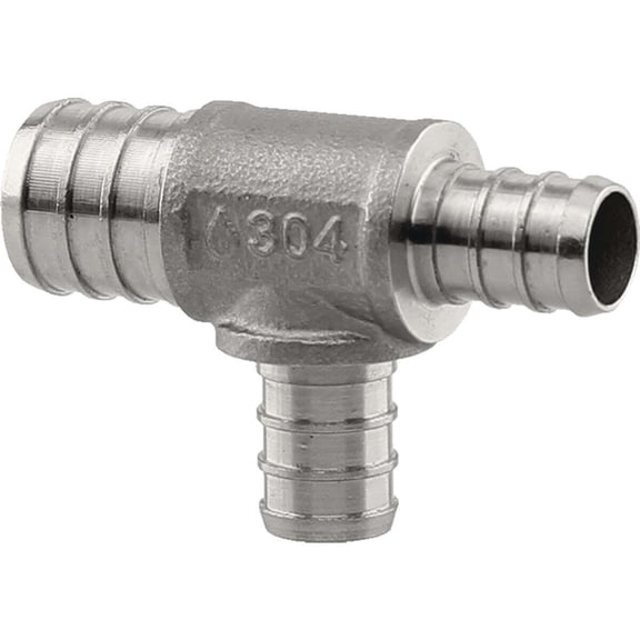 Boshart Plumbeeze PEX Tee PE-PS-T070505 - Stainless Steel, Durable - 3/4 In. x 1/2 In. x 1/2 In.