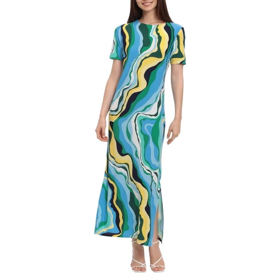 Donna Morgan Crew Neck Sleeveless Pull Over Long Jersey Dress by Curated Brands