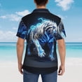 thumbnail image 4 of Pofeuu Futuristic Blue Light White Tiger Print Hawaiian Shirt for Men Sleeves Casual Button Down Summer Beach Dress Shirts T-Shirts,XX-Large, 4 of 7