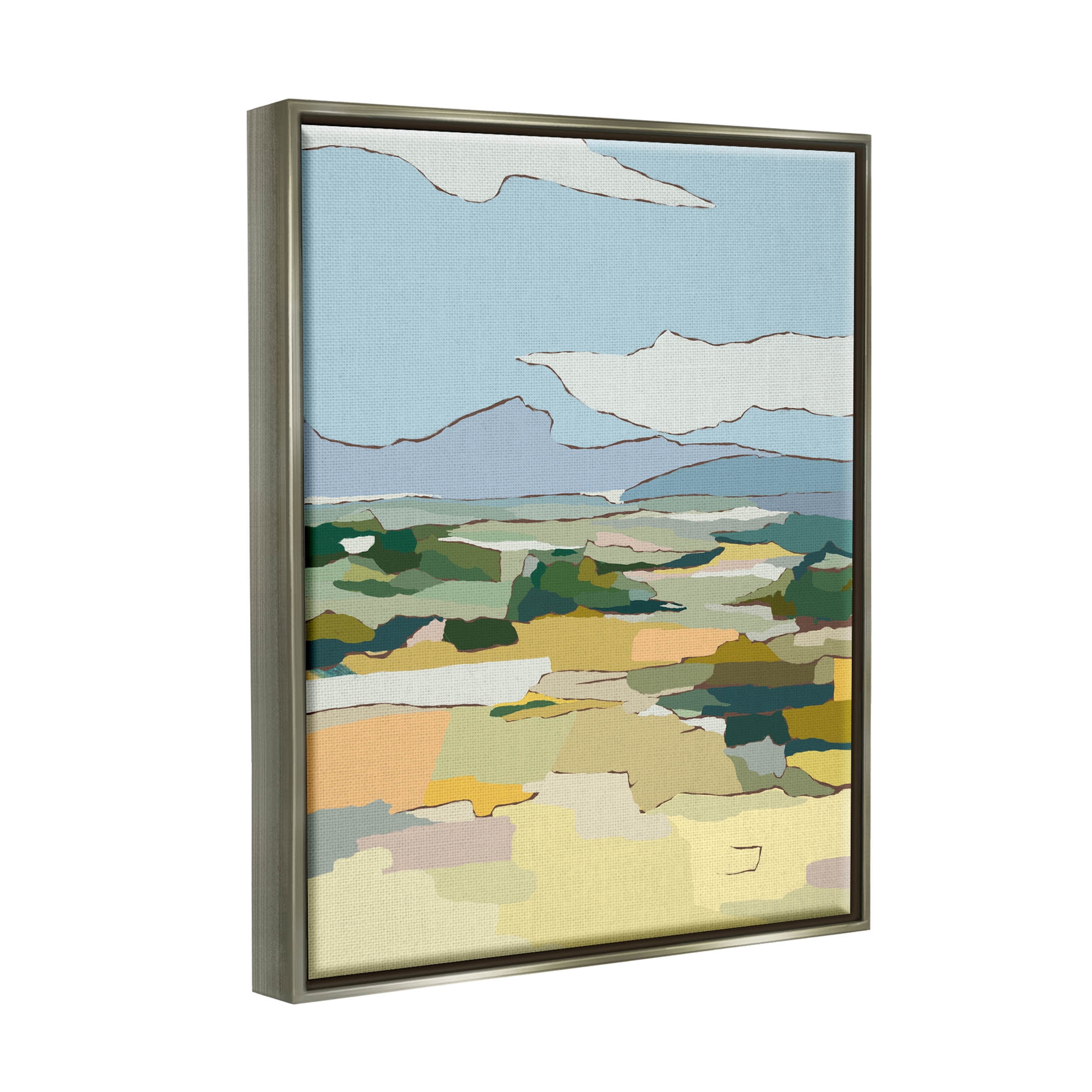 Stupell Industries Rural Pasture Abstract Field Graphic Art Luster Gray Floating Framed Canvas Print Wall Art, Design by Nikita Jariwala