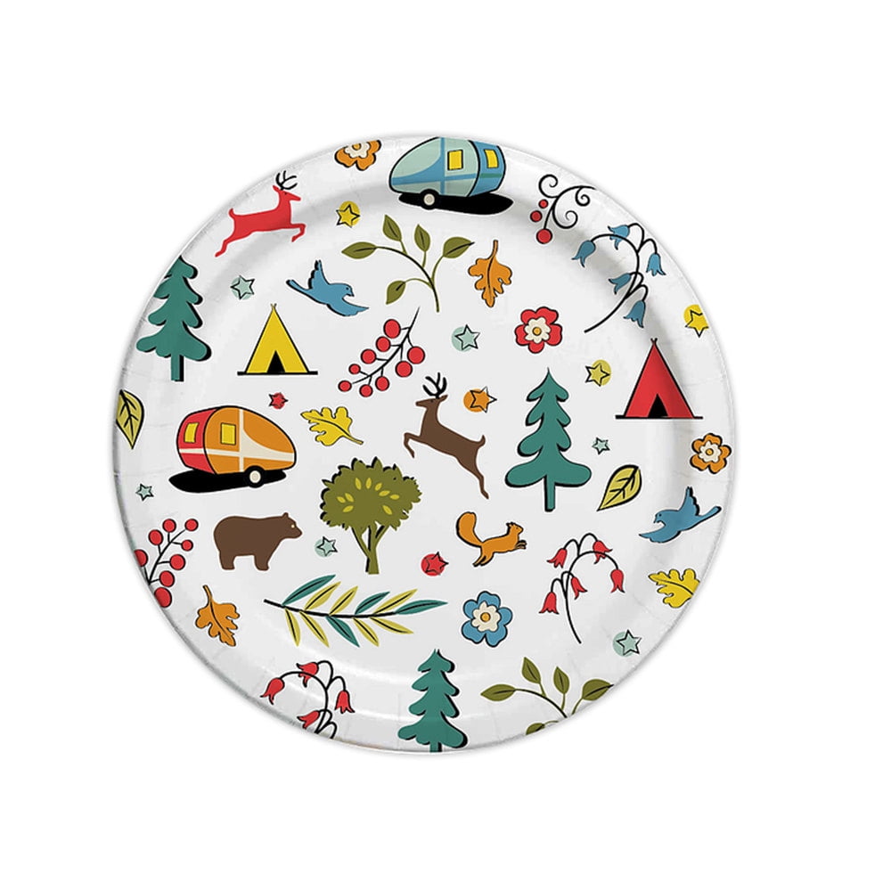 Camp Casual CC-007W10 Into the Woods Eco-Friendly Paper Plates - 10-1/16' Diameter, Pack of 24