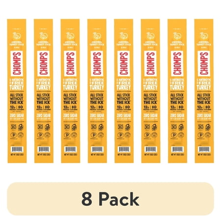 (8 pack) Chomps Original Turkey Jerky Meat Snack Stick (1.15oz Stick)