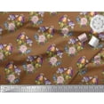 thumbnail image 2 of Soimoi Brown Cotton Duck Fabric Leaves,Floral & American Robin Bird Print Fabric by Yard 42 Inch Wide, 2 of 3