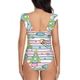 thumbnail image 6 of Yiaed Space Doodle Print Women's Ruffled One Piece Swimsuit V Neck Swimwear Slimming Monokini for Woman-Small, 6 of 8