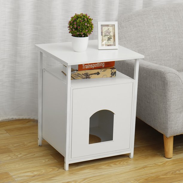 Cat House Side Table Cat Home Nightstand Indoor Pet Crate Box 18 X 18 X 24 Inches Walmart Com Walmart Com