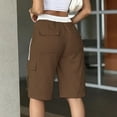 thumbnail image 5 of LEKWK Cargo Shorts Women High Waisted Casual Bermuda Shorts with Pockets Knee Length Loose Side Striped Long Shorts Summer Outdoor Hiking Workout Outfits, 5 of 6