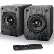 RIOWOIS Powered Bookshelf Speakers with Bluetooth 5.3 and Built-in Amplifier for Vinyl Record Player, 30W*2 Turntable Speakers with 3.5" Dual Cone Driver, Optical/AUX/TV-ARC Input and Remote Control.