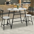 thumbnail image 3 of ENYOPRO Kitchen Bar Table Set, 3 Pieces Dining Set with Storage Shelf, Marble Finish Dining Pub Set, Bistro Table Sets for Kitchen Living Room Café Canteen, JA3908, 3 of 7