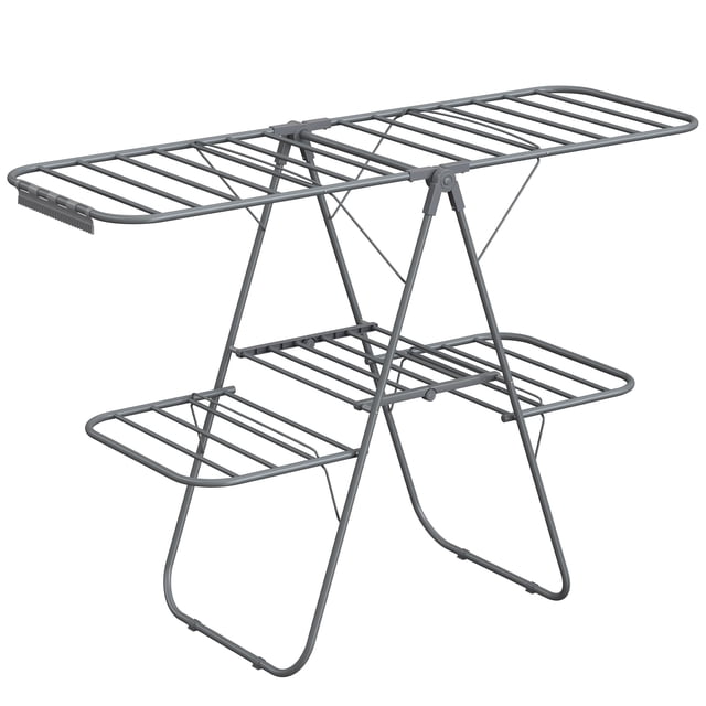 Tendedero de ropa SONGMICS plegable de 2 niveles gris ULLR053G0