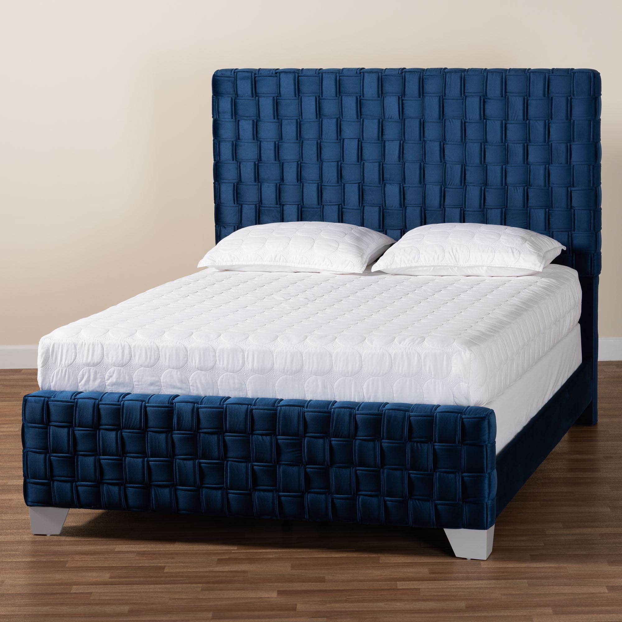 Baxton Studio Emlyn Glamour Panel Bed, Queen, Grey