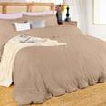 thumbnail image 1 of Superior Cotton Linen Blend Tan Duvet Set, Full/ Queen, 1 of 5