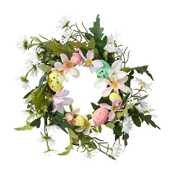 Colorful Easter Egg Wreath, 9.84inch Artificial Easter Wreaths for Front Door Egg Wreath with Colorful Berries and Green Leaves for Easter Spring Home Decor