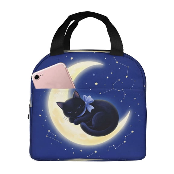 Cute Black Cat Insulated Lunch Bag Reusable Lunch Box Women Men,Cooler Thermal Meal Tote For Picnic Office Work