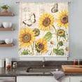 thumbnail image 4 of Yellow Sunflowers Sheer Curtains 96" Long, Country Farm Butterfly Flower Light Beige Light Filering Curtains, Privacy Drapes Simi Floor to Veiling Curtain for Living Room Large Window Treatment, 4 of 9