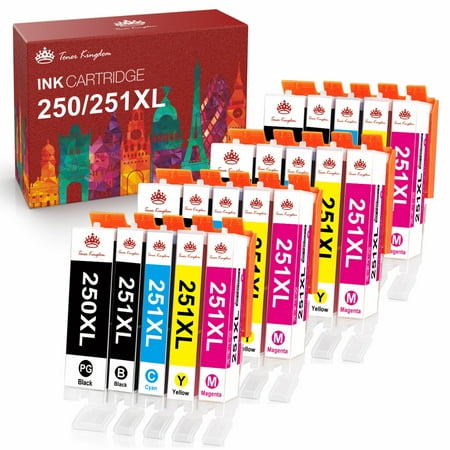 Toner Kingdom Ink Cartridges for Canon Ink 251 for PIXMA MX922 MX920 IX6820 MG5520 MG7520 IP8720 MG6620 MG6320 MG7120(Photo-Black/Black/Cyan/Magenta/Yellow),20 pack