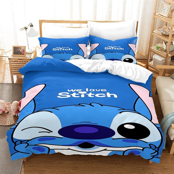 Disney Lilo & Stitch 3d Pattern Duvet Cover Set Pillowcase Bedding Set Single Double Twin Full Queen King Size for Bedroom Decor210x210cm 3pcs Gao Jinjia LED
