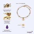 thumbnail image 4 of Pulseras Mujer de Perlas con Dije Oro 18k LuckyLy, Brazalete con Dije de Acero Inoxidable Baño Oro 18k, Modelo Annie Ojo Turco blanco Ojo Turco, 4 of 5