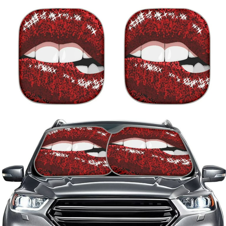 NETILGEN Sexy Leopard Lip Kiss Print Car Covers Set for Women 2