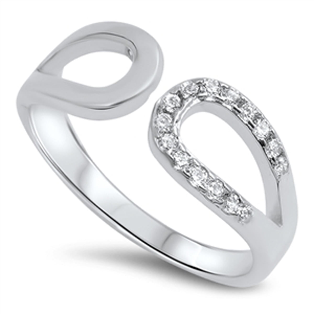 Sizes 5-10 Prime Jewelry Collection Sterling Silver Womens Colorless Cubic Zirconia Wedding Rose Gold-Tone Ring