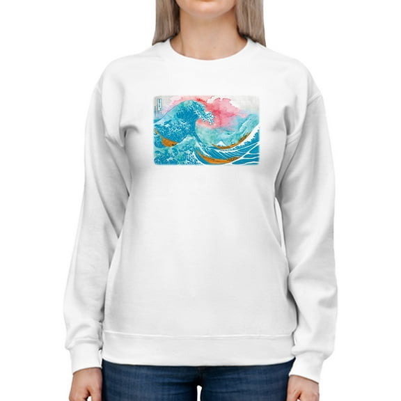Image Conscious Ocean Waves With Boats Sweatshirt Womens -Porter Hastings Designs, Female Medium