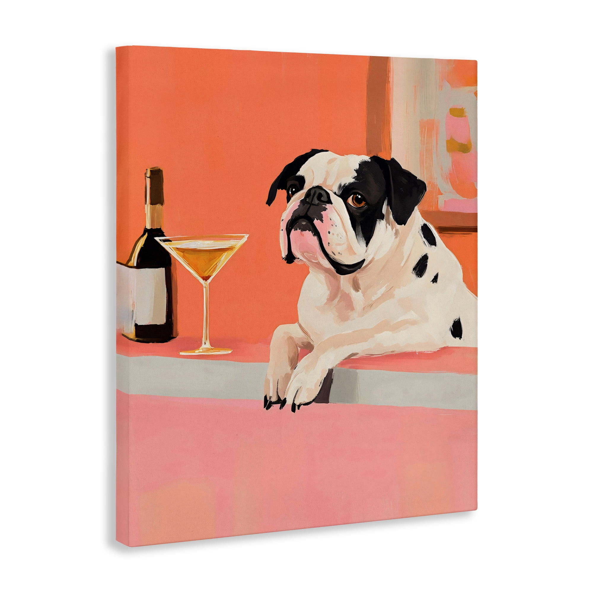 Stupell Industries Bulldog at Martini Lounge Canvas Wall Art, design by The Prints Vibe
