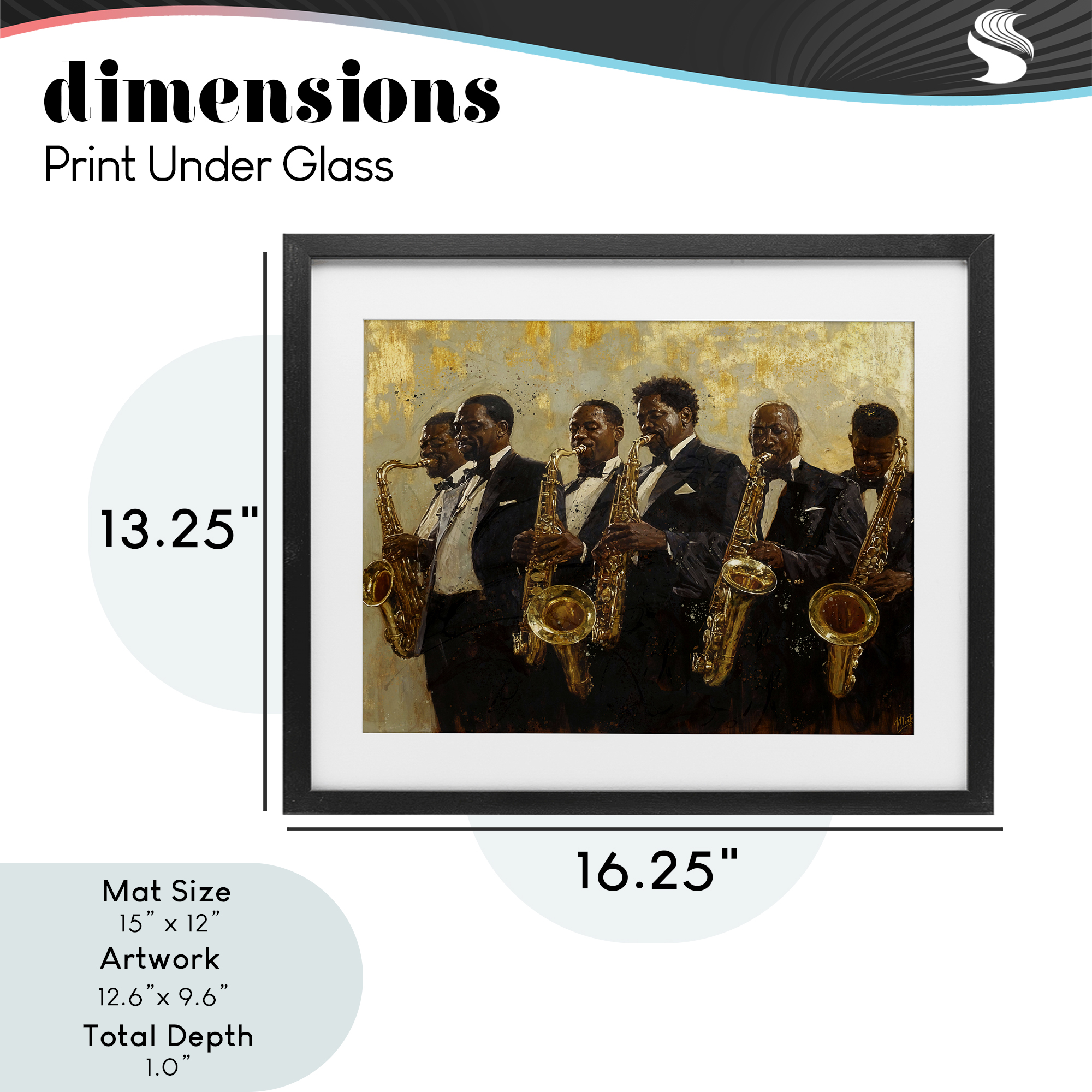 Golden Era Ensemble Black Framed Print Under Glass, design by Marta Wiley