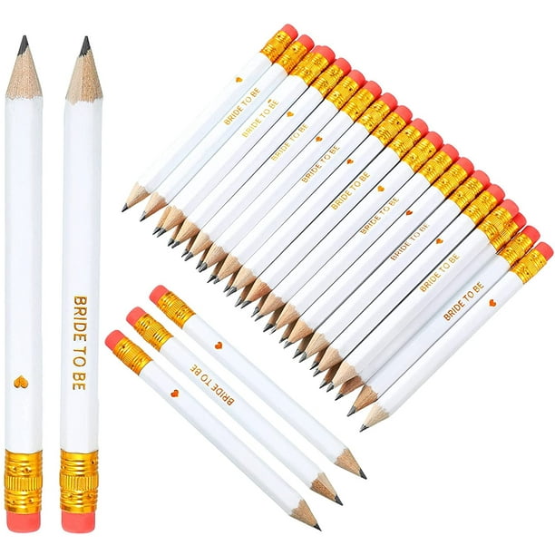 50 Pièces Crayons de Mariage Pré Aiguisé Demi-Crayon avec Gomme Crayons de  Mariée 4 Pouces Mini Hexagone 2 HB Demi-Crayons Courts pour les Cadeaux de  Mariage, Golf, Salle de Classe, École, 2