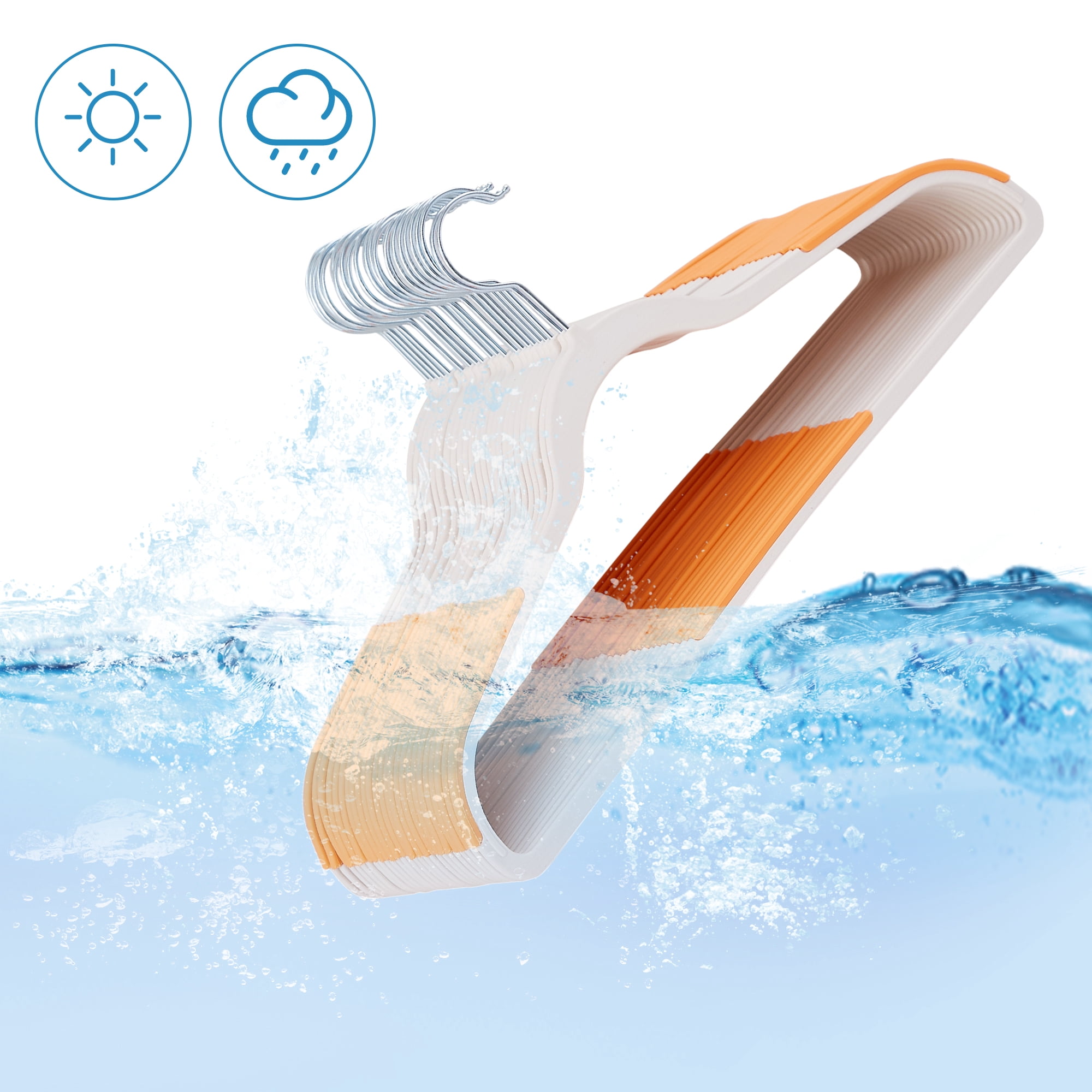 VECELO 25 Pack Heavy Duty Plastic Hangers, 360º Swivel Hook Coat Hangers, Non-Slip, Space-Saving, Orange