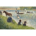 thumbnail image 2 of Georges Seurat 24x17 Black Ornate Framed Double Matted Museum Art Print Titled: Horse and Boats (Study for Bathers at Asnieres ) (1883-1884), 2 of 5
