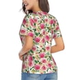 thumbnail image 3 of Wukai Rose Flowers Classic V-Neck T-Shirt for Women: Comfortable, Stylish, and Versatile Wardrobe Essential-3X-Large, 3 of 7