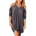 thumbnail image 1 of B91xZ Robe d'Été Élégante pour Femmes Manches Courtes Ample Robe Longue Décontractée avec Poches, Gris G, 1 of 5