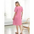 thumbnail image 6 of MINTREUS Nightgown Short Sleeve for Women Sleepwear V Neck Nightshirt House Dress with Pockets, 6 of 7
