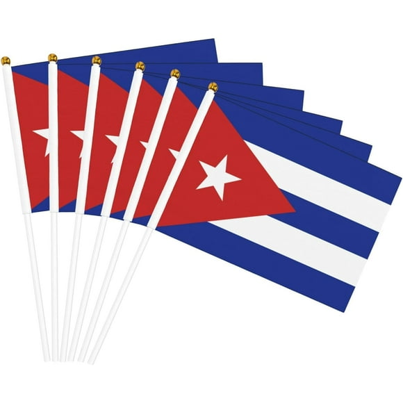 TRAHOO-20 Pack Cuba Flags on Stick, Cuban Handheld Flags, Small Flags of Cuba for Festivals Sports Parties Decoration, Anti-Ultraviolet Fade Indoor Outdoor
