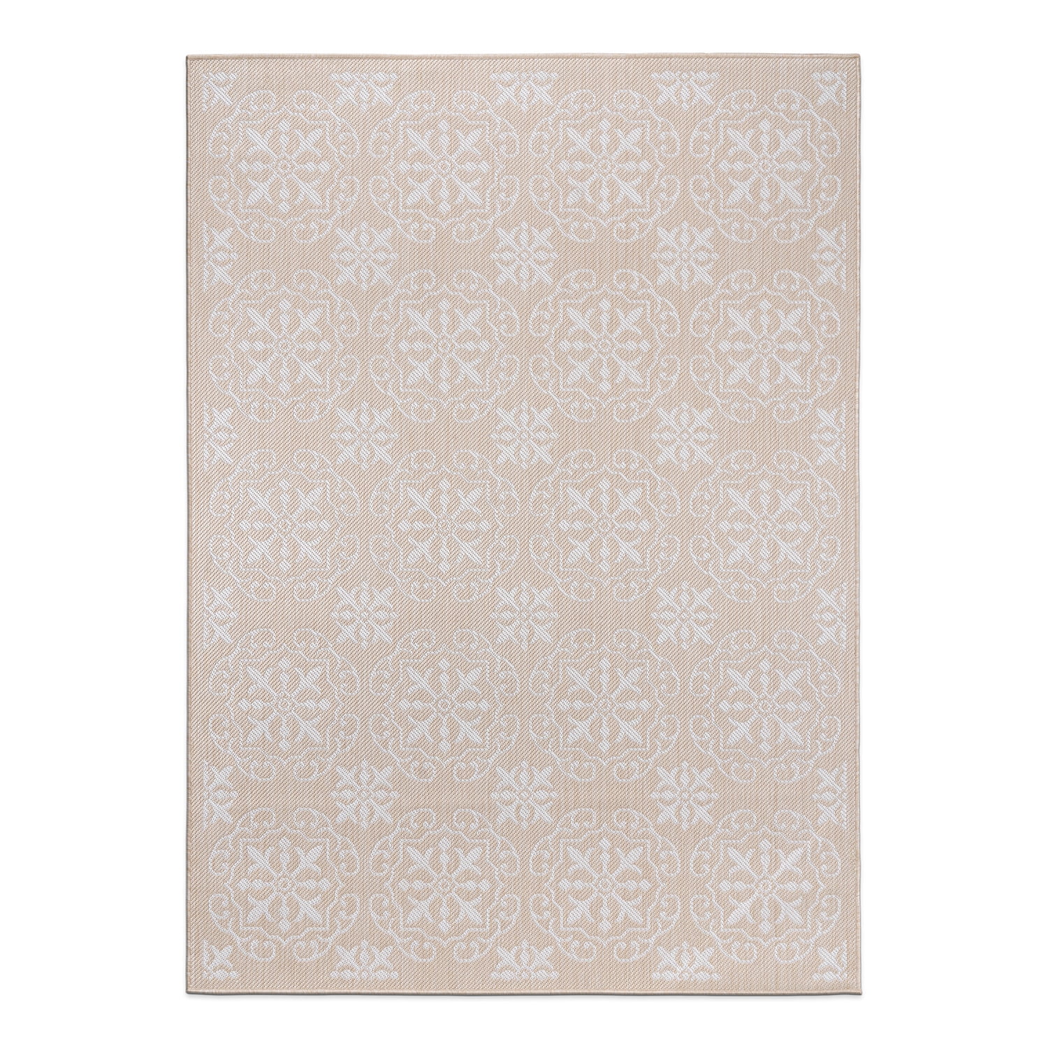 World Rug Gallery Transitional Geometric Textured Flat Weave Indoor/Outdoor Area Rug - NATURAL 5' X 7'