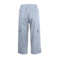 thumbnail image 4 of Women's Cargo Capri Pants High Waisted Relaxed Fit Casual Summer Cropped Trousers Elastic Knit Loose Cuffed Hem Blue, 4 of 7