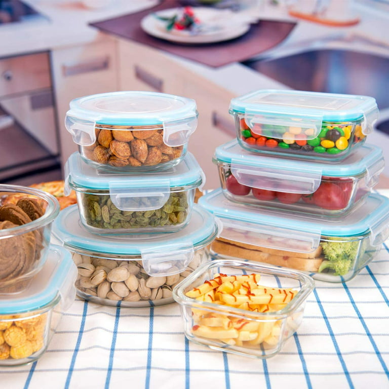 Bayco 10 Pack Glass Meal Prep Containers 2 Compartment, Glass Food Storage  Containers with Lids, Airtight Glass Lunch Bento Boxes, BPA-Free & Leak